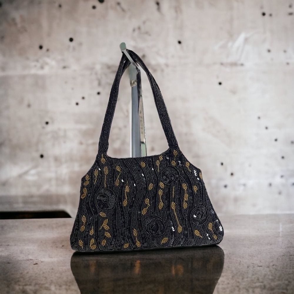 Beaded evening bag with sequin roses - Special Occassion Bag